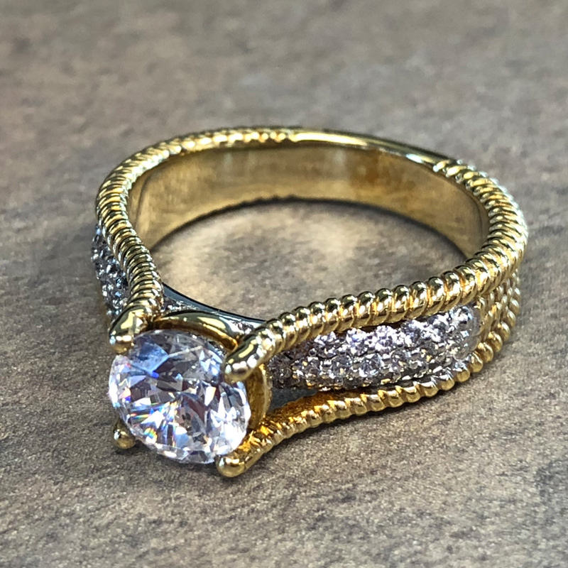 14K Two Tone Diamond Accent Engagement Ring